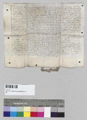 Moritz Schweller, Bürger zu Geisenhausen, verkauft an St. Nikola zu Landshut seine Wiese zu Piflas, die Anchrant genannt wird. S: Ludwig der Hütel, Bürger zu Landshut