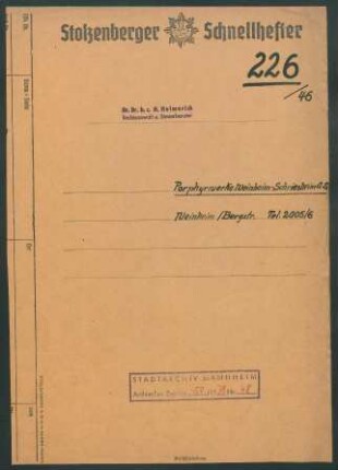 Porphyrwerke Weinheim-Schriesheim AG, Weinheim - Rechtsberatung