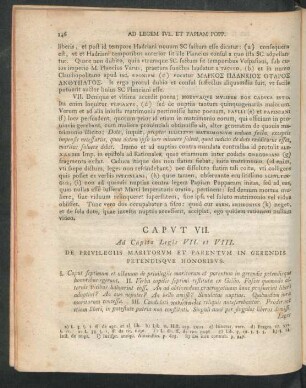 Caput VII. Ad Capita Legis VII. et VIII. De Privilegiis Maritorum Et Parentum In Gerendis Petendisque Honoribus