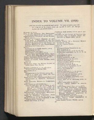 Index to volume VII. (1918)