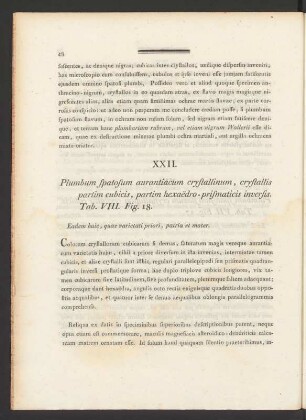 XXII. Plumbum spatosum aurantiacum crystallinum, crystallis partim cubicis, ... Tab. VIII. Fig. 18