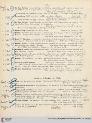 Andere Arbeiten in Holz (Nr. 423-439)