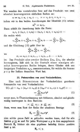 25. Potenzreihen von zwei Veränderlichen