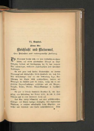 VI. Kapitel. Etwas über Bleichsucht und Blutarmut, ihre Ursachen und naturgemäße Heilung.