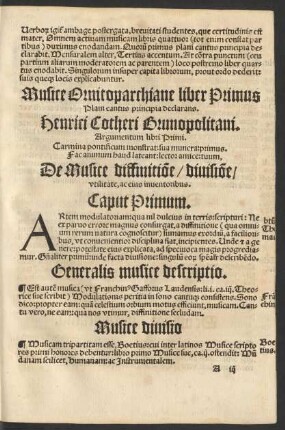 Musice Ornitoparchiane liber Primus Plani cantus principia declarans.