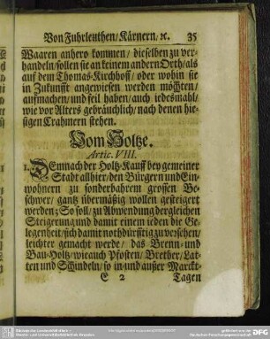 Vom Holtze. Artic. VIII