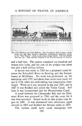 229. Two early railroad cars of the stage-coach form drawn by a locomotive. - 12mo. W. Amer. c. 1831