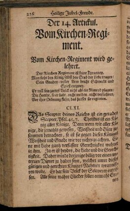 Der 14. Artickul. Vom Kirchen-Regiment.