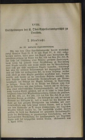 XVIII. Entscheidungen des K. Ober-Appellationsgerichts zu Dresden