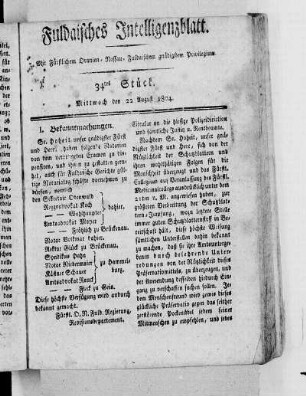 34tes Stück, Ausgabe vom 22. August 1804