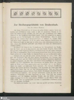 Zur Siedlungsgeschichte von Reichenbach