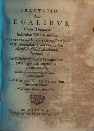 Tractatio de Regalibvs