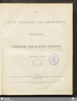 7.1844: The Civil engineer & [and] architect's journal