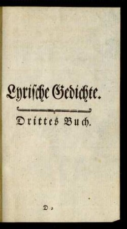 Lyrische Gedichte. Drittes Buch