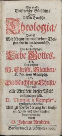 Vier uralte Geistreiche Büchlein