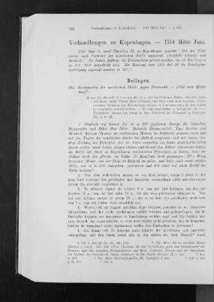 Verhandlungen zu Kopenhagen. - 1514 Mitte Juni.