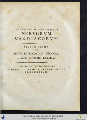Descriptio Anatomica Nervorum Cardiacorum.