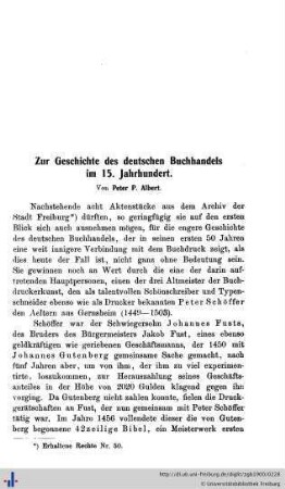 Zur Geschichte des deutschen Buchhandels im 15. Jahrhundert.