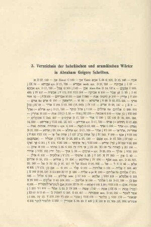 3. Verzeichnis der hebräischen und aramäischen Wörter in Abraham Geigers Schriften