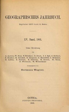 Geographisches Jahrbuch. 15. 1891 (1892)