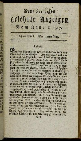 65tes Stück. Den 14ten Aug.