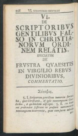 VI. De Scriptoribus Gentilibus Falso In Christianorum Ordinem Relatis, ...
