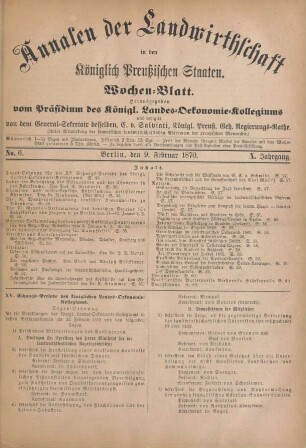 No. 6. Berlin, den 9. Februar 1870. X. Jahrgang.