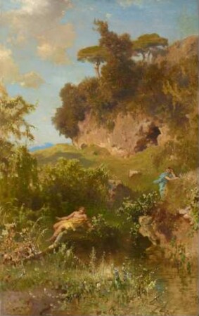 Landschaft mit Weiher (Bach am Felshang, Narziß und Echo)