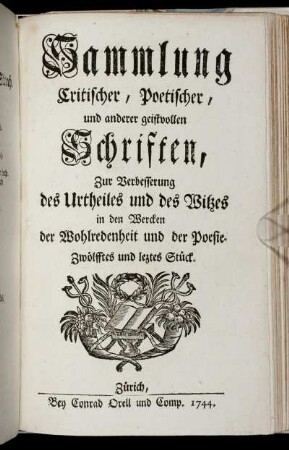 12: Sammlung critischer, poetischer und anderer geistvollen Schriften