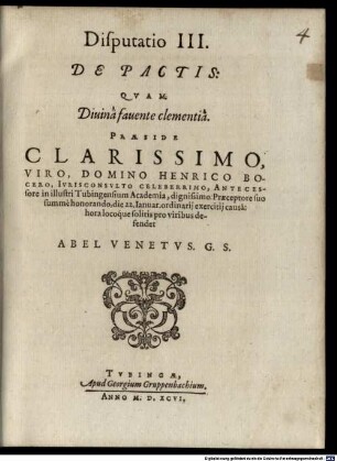 Classis I. disp. III. de pactis