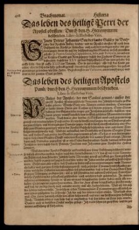 Das leben der heiligen Petri der Apostel obristen: ...