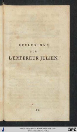 Reflexions Sur L'Empereur Julien.