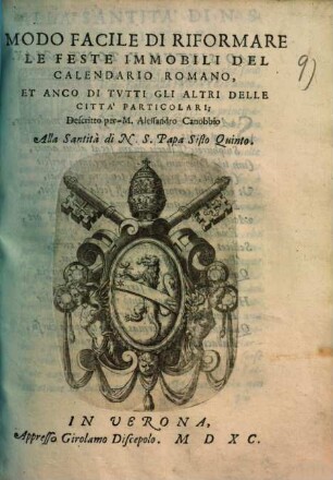Modo facile di riformare le feste immobili del calendario romano