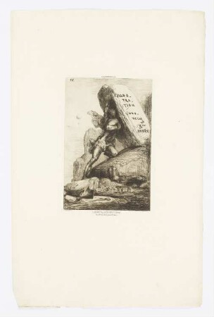 Riese, einen Felsen mit dem Titel haltend, Frontispiz aus: "Illustration nouvelle, troisième année", Paris 1876