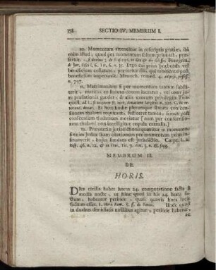 Membrum II. De Horis