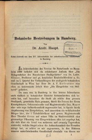 Botanische Bestrebungen in Bamberg