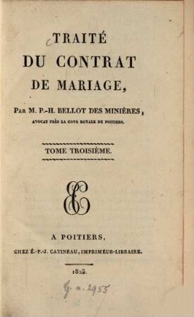 Traité du contrat de mariage. 3