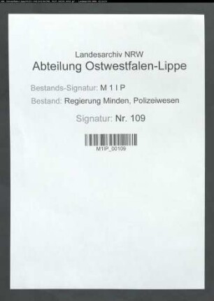 Besetzung der Stellen im kommunalen Polizeivollzugsdienst im Kreis Wiedenbrück (ausschließlich Gütersloh)