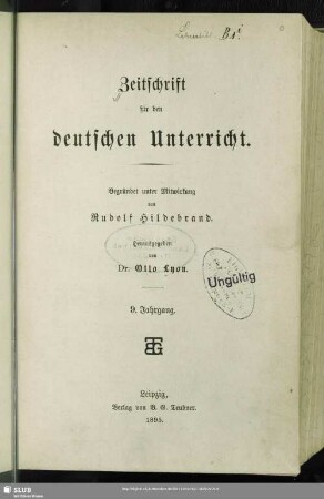 9.1895: Zeitschrift für den deutschen Unterricht