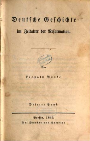 Deutsche Geschichte im Zeitalter der Reformation. 3