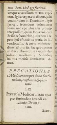 Precationes Medicorum pro dono fortitudinis, constantiæ & patientiæ.