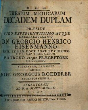 Thesium Medicarum Decadem Duplam