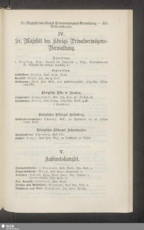 IV. Sr. Majestät des Königs Privatvermögens-Verwaltung