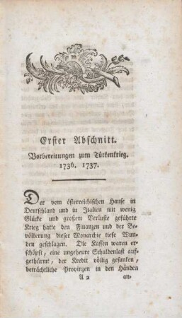 Erster Abschnitt. Vorbereitungen zum Türkenkrieg. 1736. 1737.