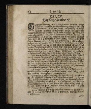 Cap. XV. Von Supplicationen.