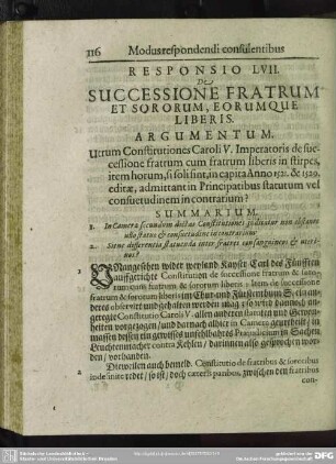 Responsio LVII. De Successione Fratrum Et Sororum, Eorumque Liberis
