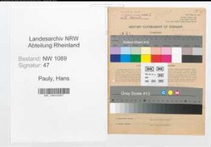 Entnazifizierung Hans Pauly , geb. 16.02.1916 (Vulkaniseur)