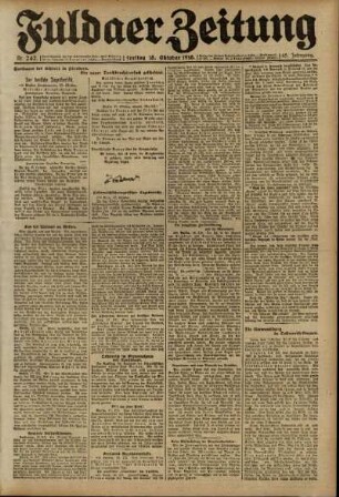 Erste Ausgabe vom Freitag, den 18. Oktober 1918.