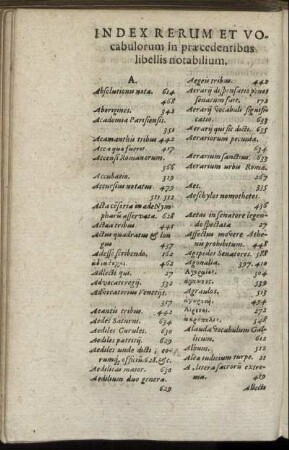 Index Rerum Et Vocabulorum