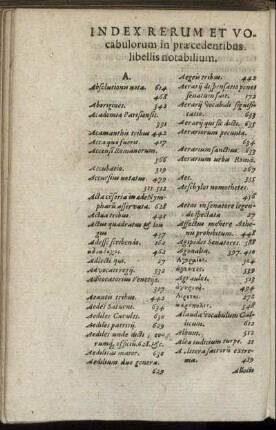 Index Rerum Et Vocabulorum
